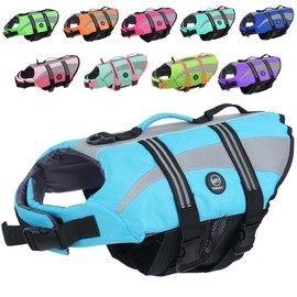 EMUST Life Vests for Dogs, Lightweight Small/Medium/Large Dog Life Preserver, XL Dog Life Jacket for Swimming/Boat/Water, Life Jacket for Large Dogs,Blue, XL