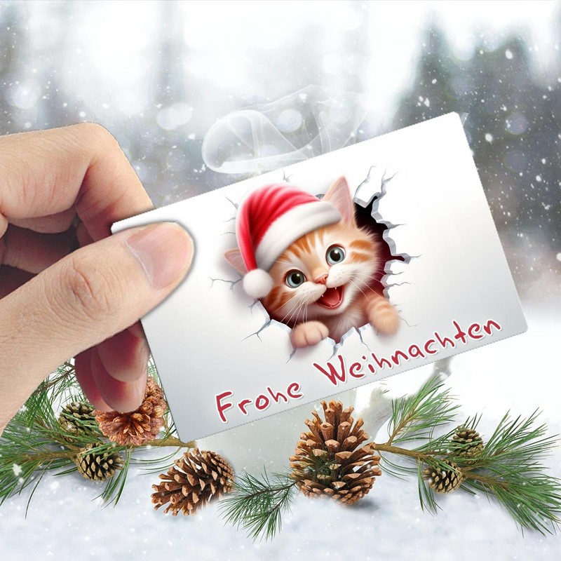TRIOSK Christmas Magnets 3D Illusion Fridge Magnet Cat with Saying