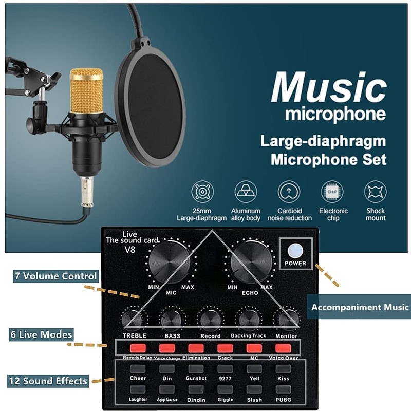 Podcast Equipment Bundle, BM-800 Recording Studio Package with Voice Changer,
