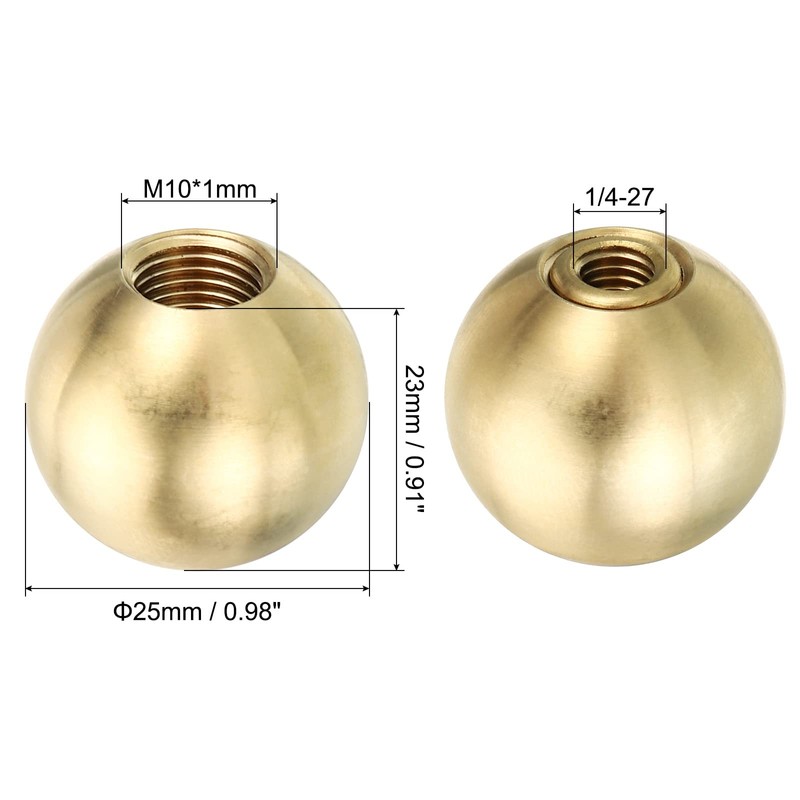 PATIKIL 25mm Brass Ball Lamp Finials Caps Knob, 2 Set