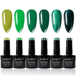 EODCI 6 Colors Gel Nail Polish Set, Black White Gold Glitter Shimmer Summer Gel Nail P