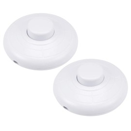 uxcell Inline Foot Pedal Push Button Switch, Round Lamp Light Foot Control ON/Off Latching Foot switch White 2Pcs