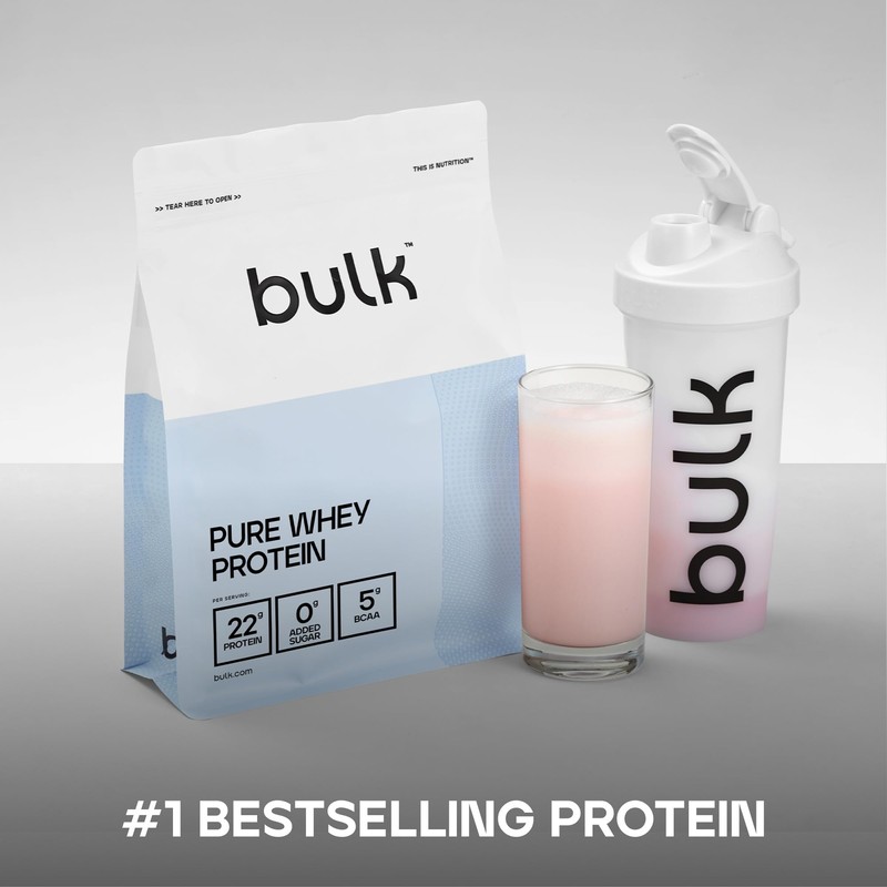 Bulk Pure Whey Protein Powder, Strawberry, 500g