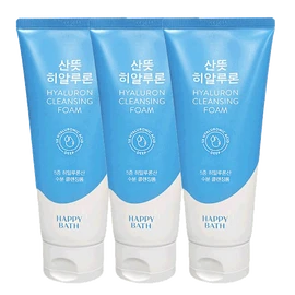 Happy Bath 해피바스 산뜻 히알루론 클렌징폼 200g 3개 Happybath Refreshing Hyaluron Cleansing Foam 200g 3ea
