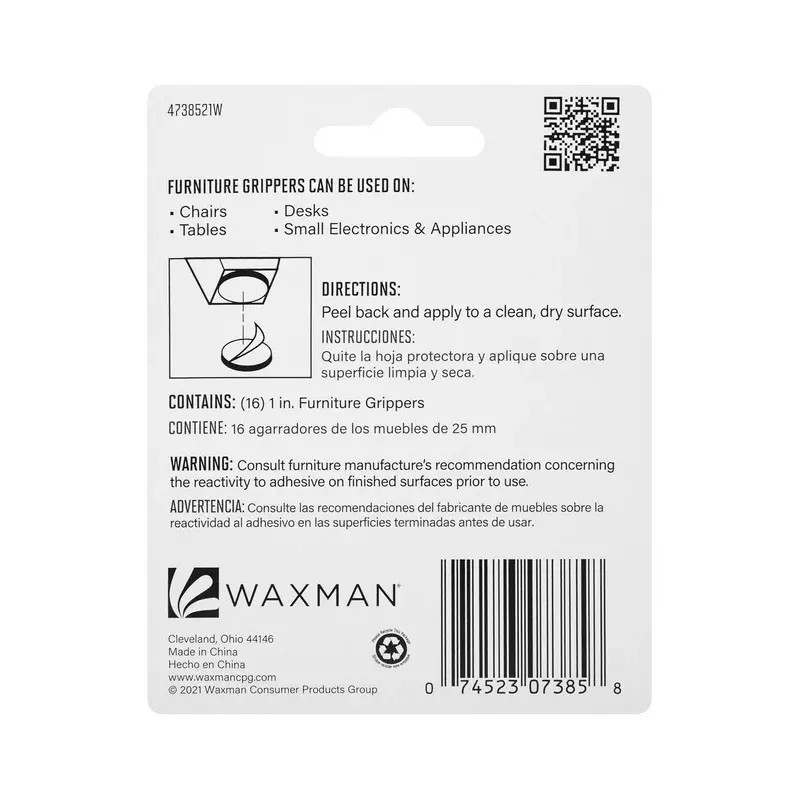 Waxman SoftTouch Self-Stick Non-Slip Grip Pads - 16 Pieces, 1"