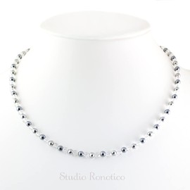 Ronotico Magnetic Necklace, Stylish, Unisex, Crystal & Terahertz, Natural Stone, Silver 925 Magnetic Clasp, Made in Japan, 17.7 inches (45 cm), Crystal