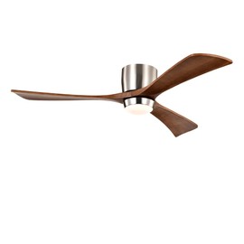 Heemab 52-Inch Ceiling Fan with Lights and Remote Control, Quiet Motor, 3 Wooden Blades, 6 Speed Levels, Stain Nickel and Walnut