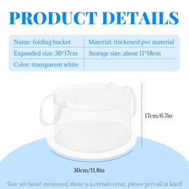 BOROLA 12L Collapsible Water Bucket Multi-Purpose Portable Folding Laundry Tub with Handle, PVC Laundry Bag for Washing, Vegetables, Cooling Drinks, Camping and Hiking (Clear)