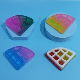 4 Pack Super Sticky Gradient Triangle Waffles Mochi Squishy Toys,Kids Party Favors