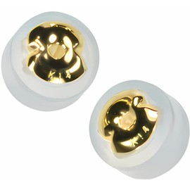 uGems® Silicone & 14k Yellow Gold Earring Backs Small 5mm Hybrid Style 1 Pair