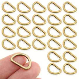CRAFTMEMORE 3/8 or 1/2 Inch Tiny D-Ring Findings Metal Welded D Rings for Zipper Puller Lanyard Purse Making DIY Craft 50pcs (Antique Brass, 1/2 Inch)
