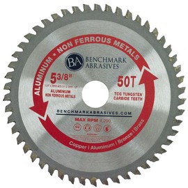 Benchmark Abrasives TCT 5 3/8 Inch Circular Saw Blade, Tungsten Carbide Tipped Non Ferrous Metal Cutting Saw Blades for Cutting, Plastic, Fiberglass, PVC, Aluminum Cutting Blade - ‎(5-3/8" - 50 Teeth)