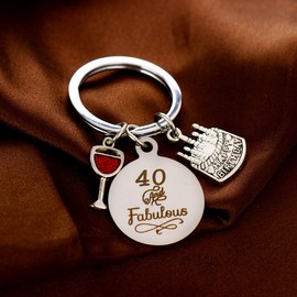 MADHAHEFU Birthday Gifts Live Laugh Love Birthday Keychains for Women Girls Inspirational Gifts for Friends Female (40th Birthday)