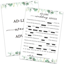 HQLOW Ad Libs Wedding Advice - Wedding Shower Games Bridal Shower Games 30 Guests for Engagement Wedding Party, Bridal Games for Showers (Eucalyptus Botanical Style) -0002