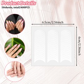 Oruola Pack of 2400 French Nails Stencil, White French Nail Stickers, Tip Guides French Sticker Nails, 48 Sheets Nail Stickers Women's French for DIY Manicure Decorations