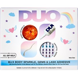 DUO 3 in 1 Believe & Dream Holiday 3-pair Gift Set, Includes DUO Clear Quick-Set Adhesive, Crystal Gems and Body Sparkle, 1-pack