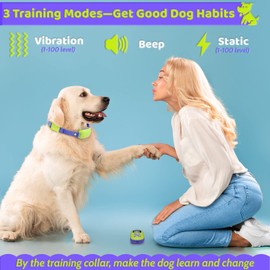Bark Shock Collar with Remote, Automatic Dog Bark Collar, Bark Activated Dog Collar, 3300 Ft Range, Suit for 3 Dogs Training and Anti Bark, 100 Lv Safe Static and Auto Bark Mode