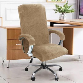 Alishomtll Velvet Office Chair Cover with Armrest, Stretch Chair Covers, Gaming Chair Cover, Removable Armchair Cover, Elastic Chair Covers for Office Chair, Computer Chair, Swivel Chair (Camel,