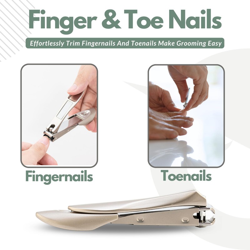 Heavy Duty Nail Clippers Set with Catcher - Wide Jaw