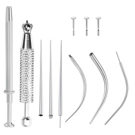 Cokoozoo 8pcs Piercing Tools Kit, Stainless Steel Flat Back Earring Applicator Tool With Taper Ball Grabber & Opener, Nose Navel Lip Piercing Changing Assistant Tool For Threadless Insertion