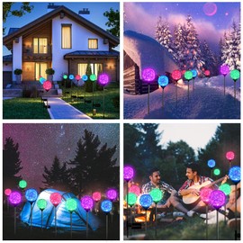 MMHF Solar Garden Lights Outdoor, Upgraded Globe Powered Garden Light, Multi-Color Changing LED Solar Stake Lights for Patio Backyard Pathway Party Decoration (Stainless Steel, 6 Pack)