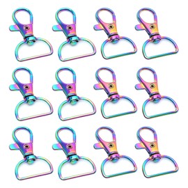 12 PCS Colorful Lobster Clasps Swivel Trigger Snap Hooks, Key Chain Hooks with D Ring for Bags, Lanyard Clips, Key Rings, Puppy Chains