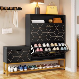 YITAHOME Shoe Cabinet with 2 Flip Drawers for Entryway