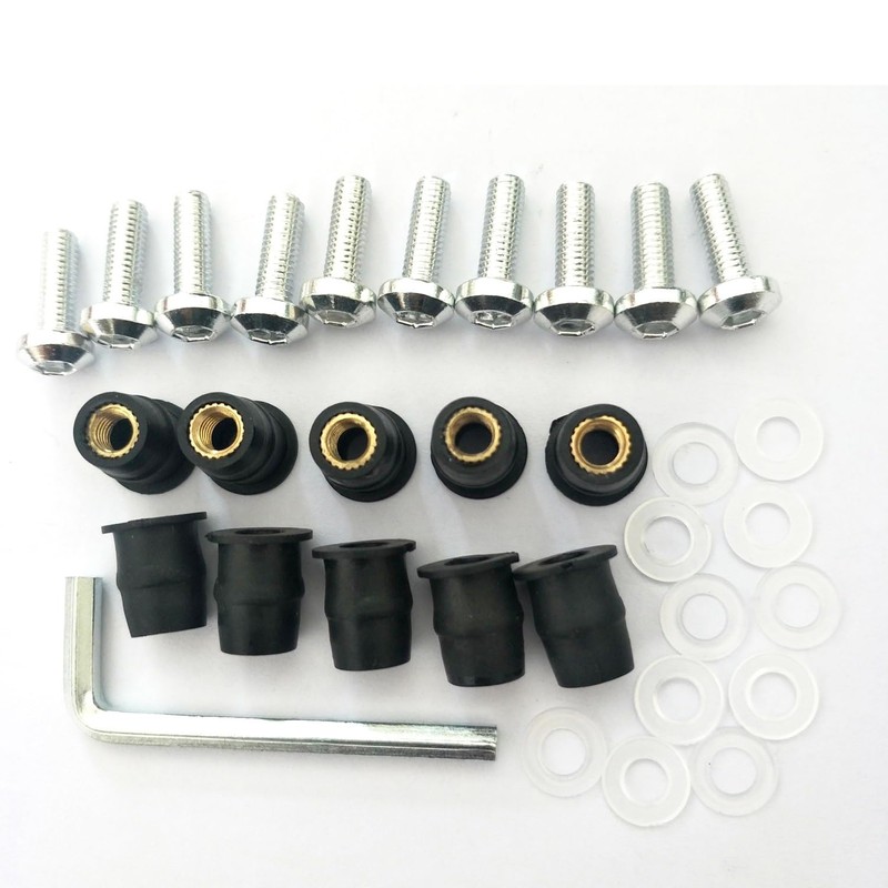LOYELEY 10pcs M5 5mm Bolts Wellnut Windshield Screws Windscreen Cowl
