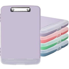 Clipboard with Storage for Office Supplies Clip Boards 8.5x11 with Storage for Nurse,Side Open Nurse Clipboard Foldable Storage Clipboard,Plastic Clipboard with Low Profile Clip Clipboard-Lilac