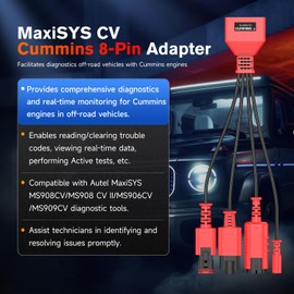 Autel Original MaxiSYS CV Cummins 8-PIN Adapter, Cummins 8-Pin Off-Highway Vehicle Cable Connector, Compatible with Autel Truck Diagnostic Tool MaxiSYS MS909CV, MS906CV, MS908CV, MS908CV II and VCI