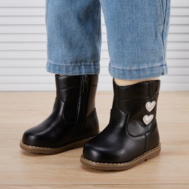 BMCiTYBM - Botas vaqueras para bebés, botas occidentales para niños y niñas, punta redonda, botas de equitación a media pantorrilla para todas las estaciones para 6, 9, 12, 18, 24 meses, B-Negro, 12