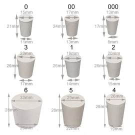 Rubber Plugs, Tapered, Pack of 18 Rubber Plugs, Conical, Solid Rubber Plugs, Laboratory Rubber Plugs, Rubber Stoppers, Laboratory Solid Rubber Stoppers, Waterproof, Sealing Plugs Rubber