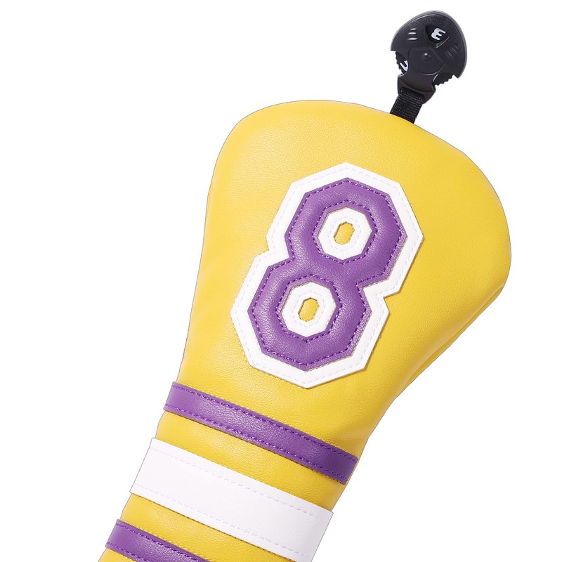 Yellow Number 8 Soft PU Leather Golf Club Headcover for