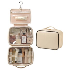 Heliar Hanging Toiletry Bag for Women, Large Travel Cosmetic Organizer with 360°Hook – PU Leather Waterproof Makeup Toiletry Bag, Portable Bathroom Travel Bag for Business Trips, Vacation