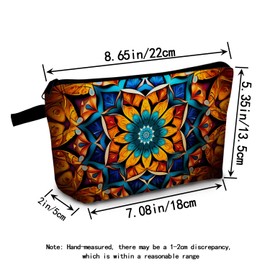 MoCaliduccious Mandala Cosmetic Bag for Women Small MakeUp Bag Travel Toiletry Pouch Bag with Mandala Flowers