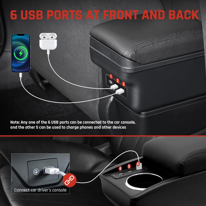 YJYWZH Car Armrest Storage Box for Nissan Almera Versa 2012-2019,Double