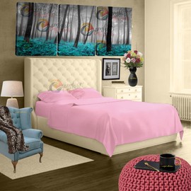 Thermal Flannelette Flat Sheets, 100% Brushed Cotton Flat Sheets Luxury Plain Dyed Soft Sheets Pink Superking 254cm x 275cm Approximate