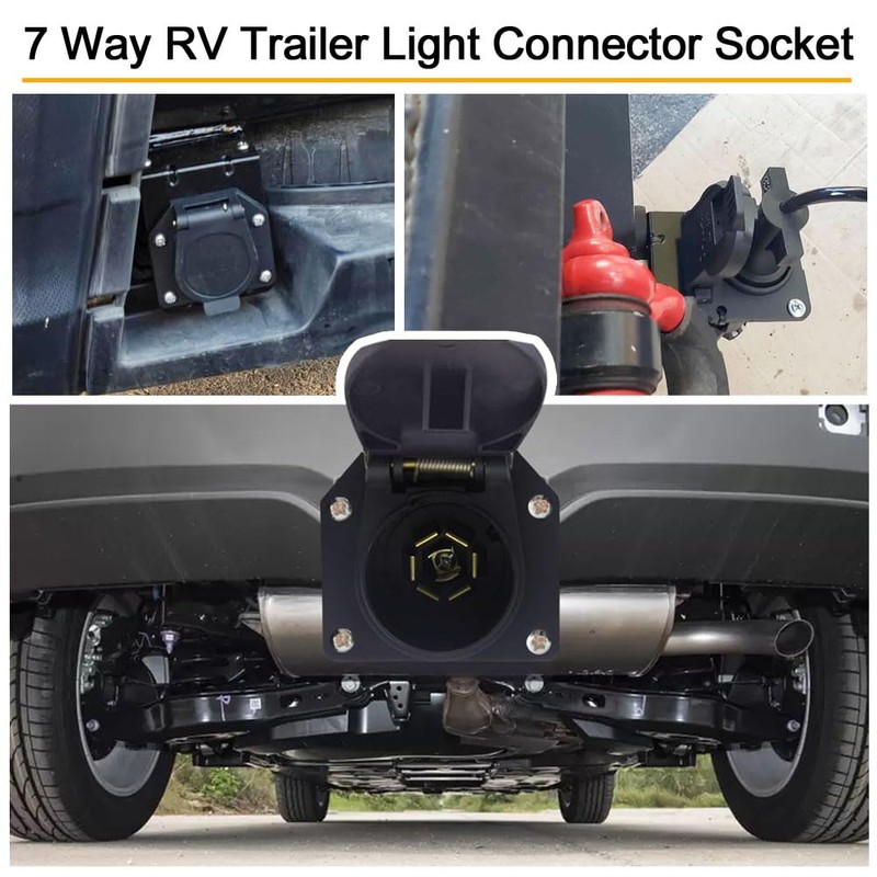 7 Way RV Trailer Light Connector Socket 7 Pin Wire