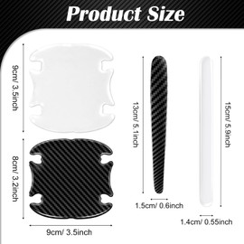 Zmoso - Juego de 16 protectores de arañazos para manijas de puerta de coche, 8 unidades, transparente y 8 unidades, calcomanía de fibra de carbono, para evitar arañazos, accesorios de automóvil para