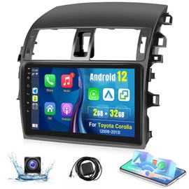 Radio for Toyota Corolla 2009 2010 2011 2012 2013 Android Car Stereo with Wireless CarPlay Android Auto,2G 32G Leadfan 9 Inch Touchscreen Car Radio Bluetooth FM EQ WiFi Mirror Link SWC