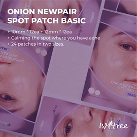 ISNTREE Parches para Imperfecciones Onion Newpair Spot Patch Basic - Coreanos de Hidrocoloide, Varios Tamaños, Cuidado Puntual, 24 Parches
