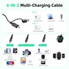 A-Pce 4-in-2 Multi Charging Cable with Smartwatch Charging, Black-4FT