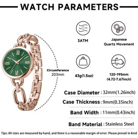 Asan Ge Bracelet Watches for Women, Vintage Dainty Watches for Lady, Water Proof Smooth Surface Summer Cool Breathable Elegant Small Wrists and Easy Adjustable Length
