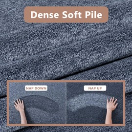 FinRèc 4x6 Washable Area Rugs for Bedroom Living Room, Low Pile Thin Rug Solid Color, Non-Slip Carpet Indoor for Home Decor (Navy Blue)