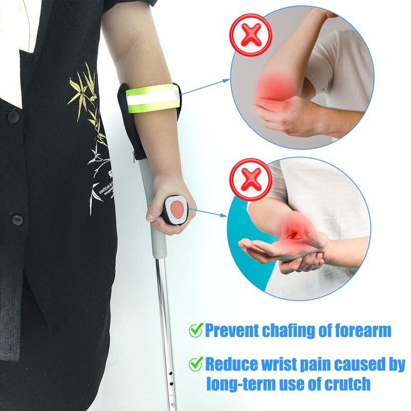Addestrale Crutch Pads con Strisce Riflettenti - Coperture Crutch Gomito
