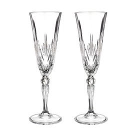DIAMANTE Chatsworth Champagne Prosecco Flutes - Made from Premium Lead Free Crystal - Set of 2