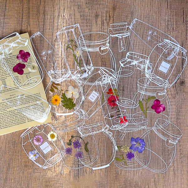 WNSIRVY 40Pcs DIY Bookmarks Kit, Transparent Dried Flower Bookmark, Filling