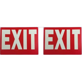 Exit Sign Glow-in-The-Dark Exit Sign, 12 by 8 Inches, Photoluminescent By natraco (2 Pack)