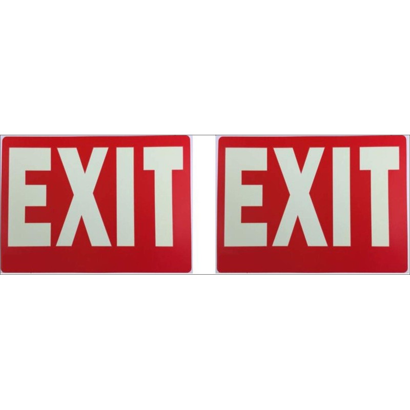 Exit Sign Glow-in-The-Dark Exit Sign, 12 by 8 Inches, Photoluminescent