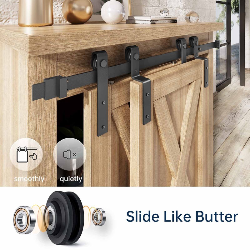 EaseLife 7 FT Mini Cabinet Bypass Sliding Barn Door Hardware